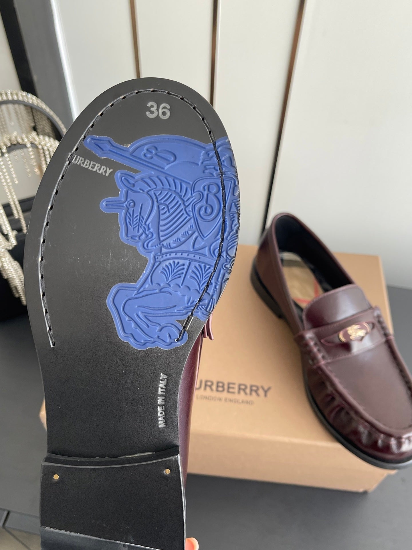 BURBERRY 26S LOAFERS IN DARK BROWN CALFSKIN