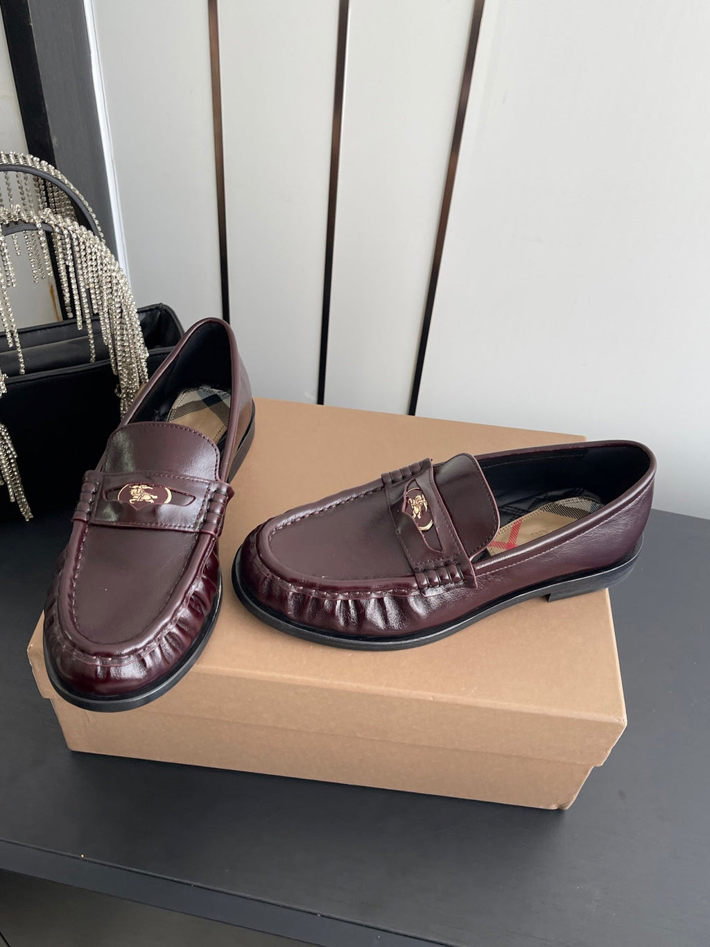 BURBERRY 26S LOAFERS IN DARK BROWN CALFSKIN