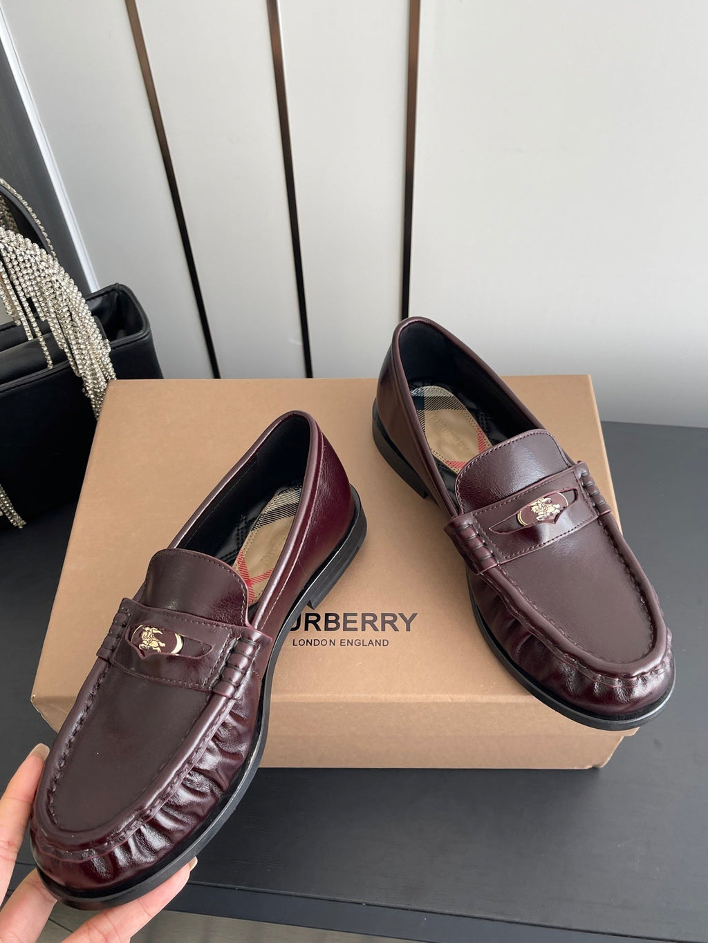 BURBERRY 26S LOAFERS IN DARK BROWN CALFSKIN