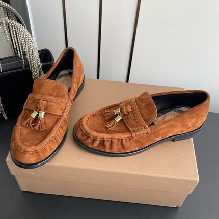BURBERRY 26S LOAFERS IN BROWN SUEDE