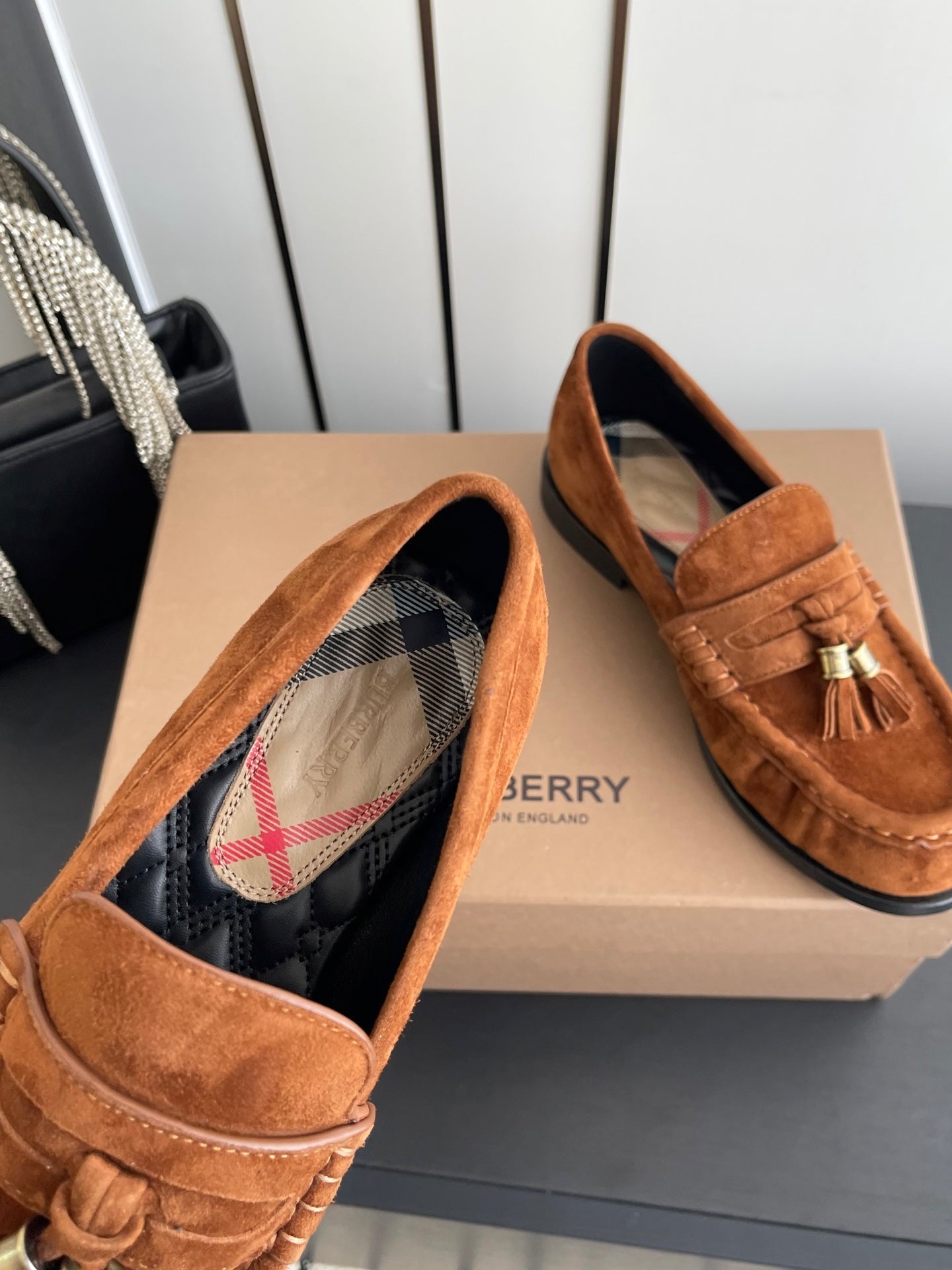 BURBERRY 26S LOAFERS IN BROWN SUEDE