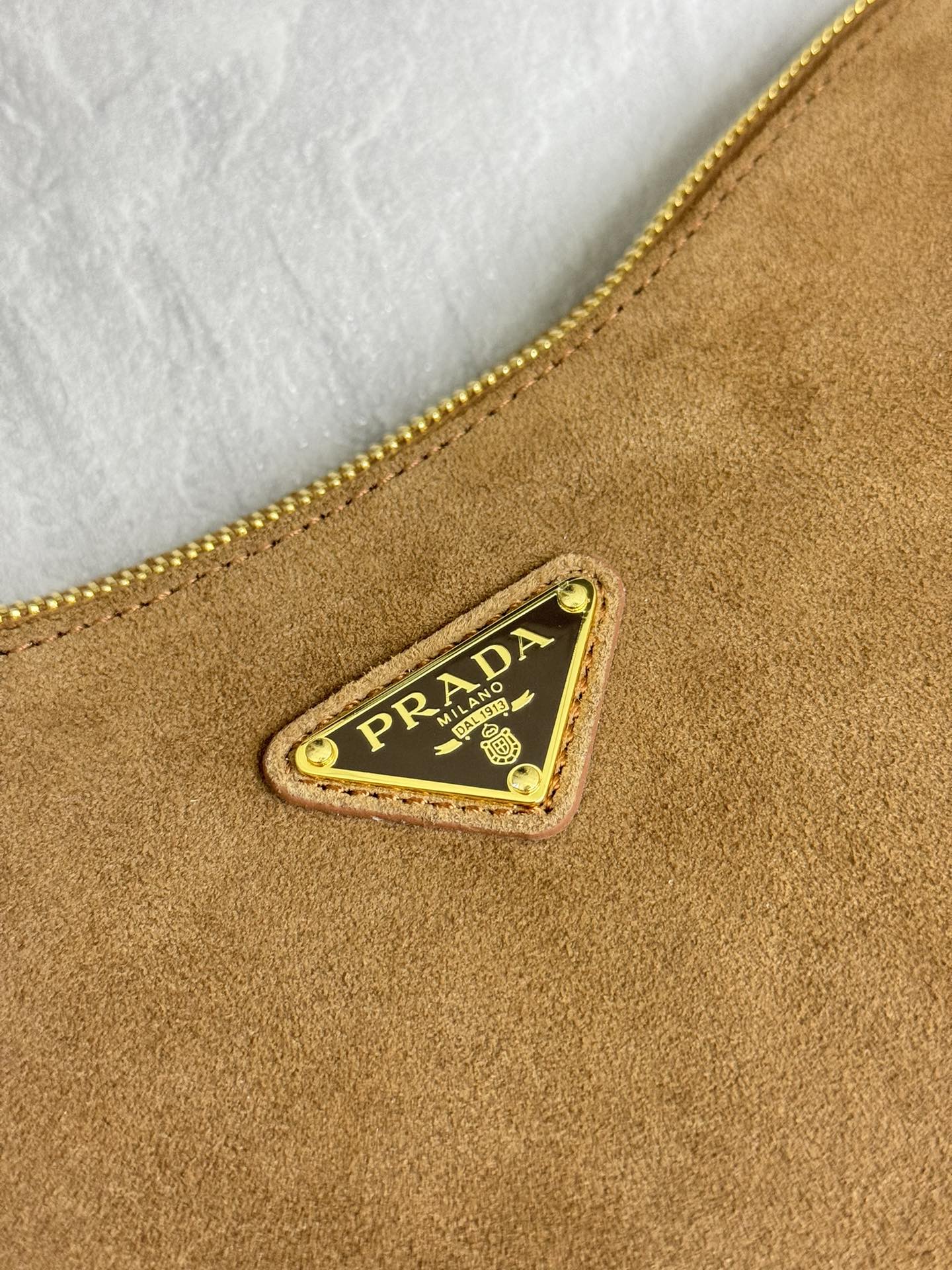 PRADA 25S AIMEE MEDIUM SHOULDER BAG 31 IN BROWN SUEDE