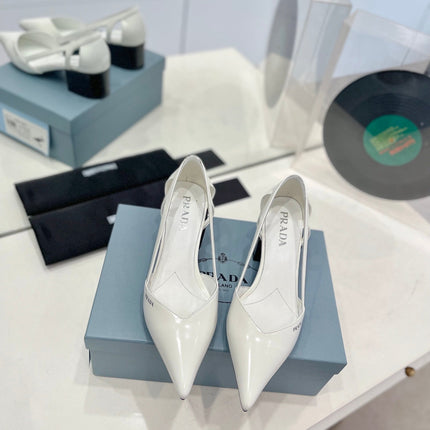 Pra Pumps 50 Square Sole White Patent Leather