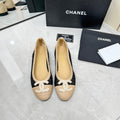 BALLET FLAT 10 MM IN BLACK MIX BEIGE RAFFIA