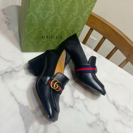 GUCCI 26S GG LOAFERS 75 MM IN BLACK CALFSKIN STYLE 2