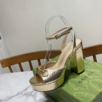 GUCCI 26S HIGH-HEELED SANDALS 105 MM IN LIGHT GOLD CALFSKIN