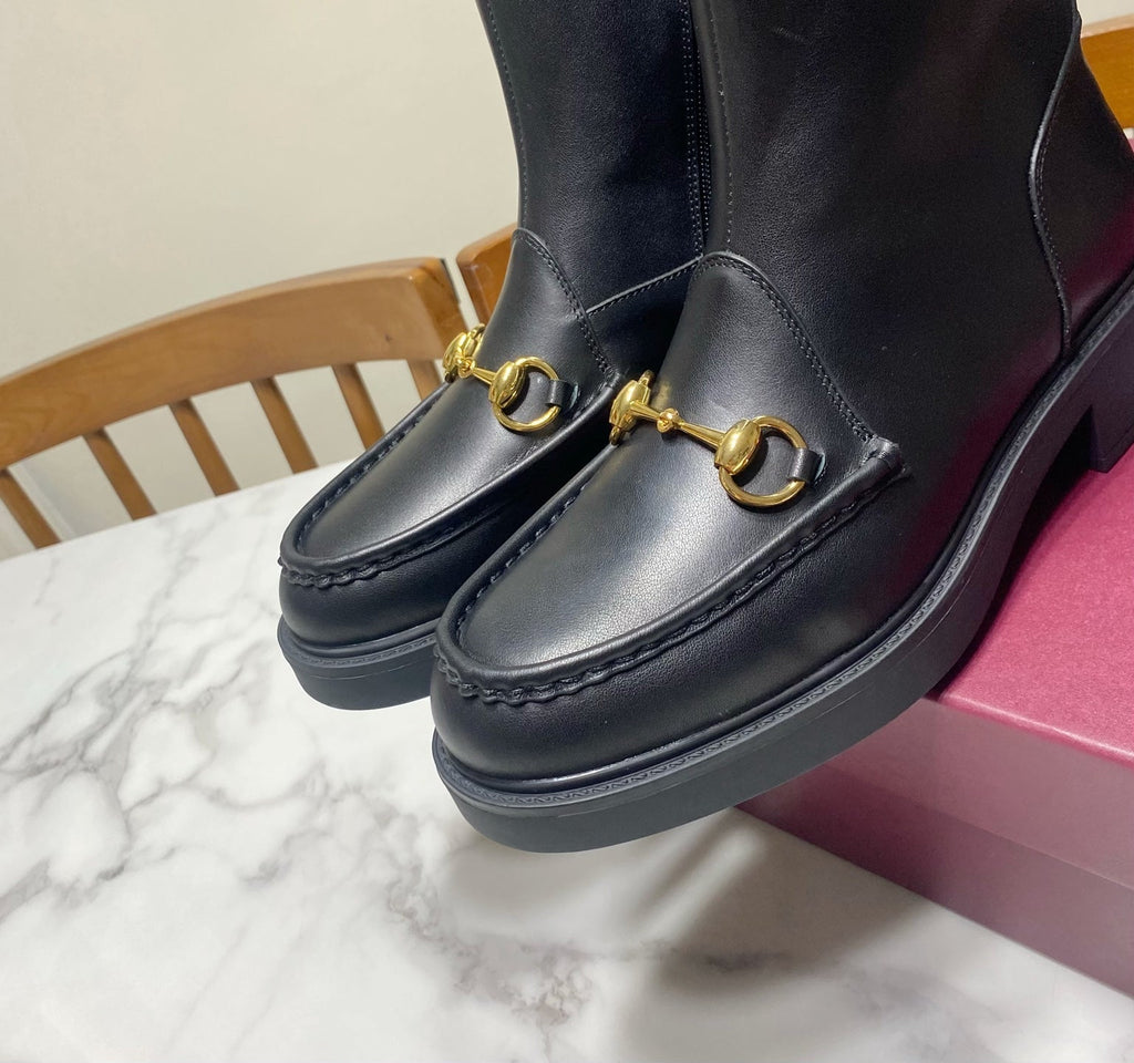 GUCCI 26S HORSEBIT BOOTS 40 MM IN BLACK CALFSKIN