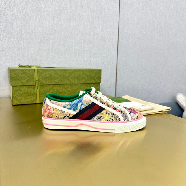 GG TENNIS 1977 TRAINER CANVAS WITH FLOWERS MOTIF