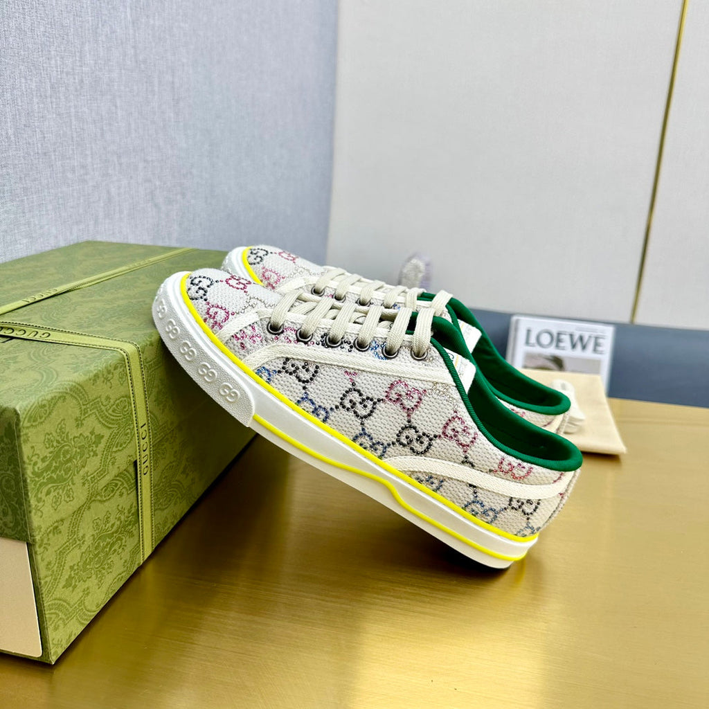 GG TENNIS 1977 TRAINER LIGHT GRAY CANVAS WITH YELLOW TRIM