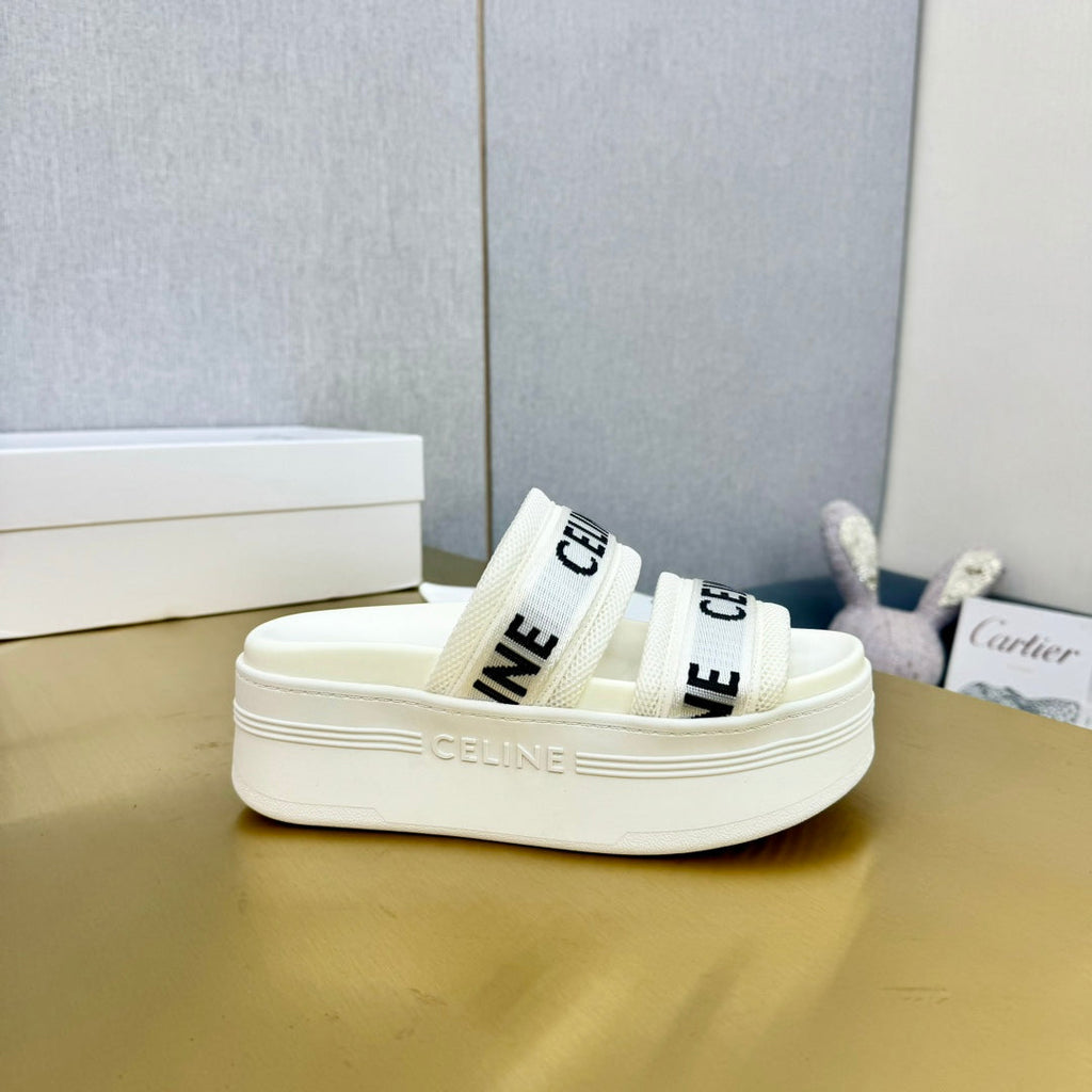 WHITE BLOCK SLIDE MESH NYLON AND TEXT WITH JACQUARD