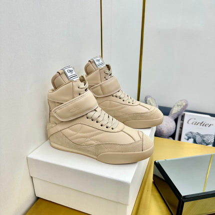 CHLOE 26S HIGH-TOP SKATE SNEAKERS IN BEIGE CALFSKIN AND SUEDE