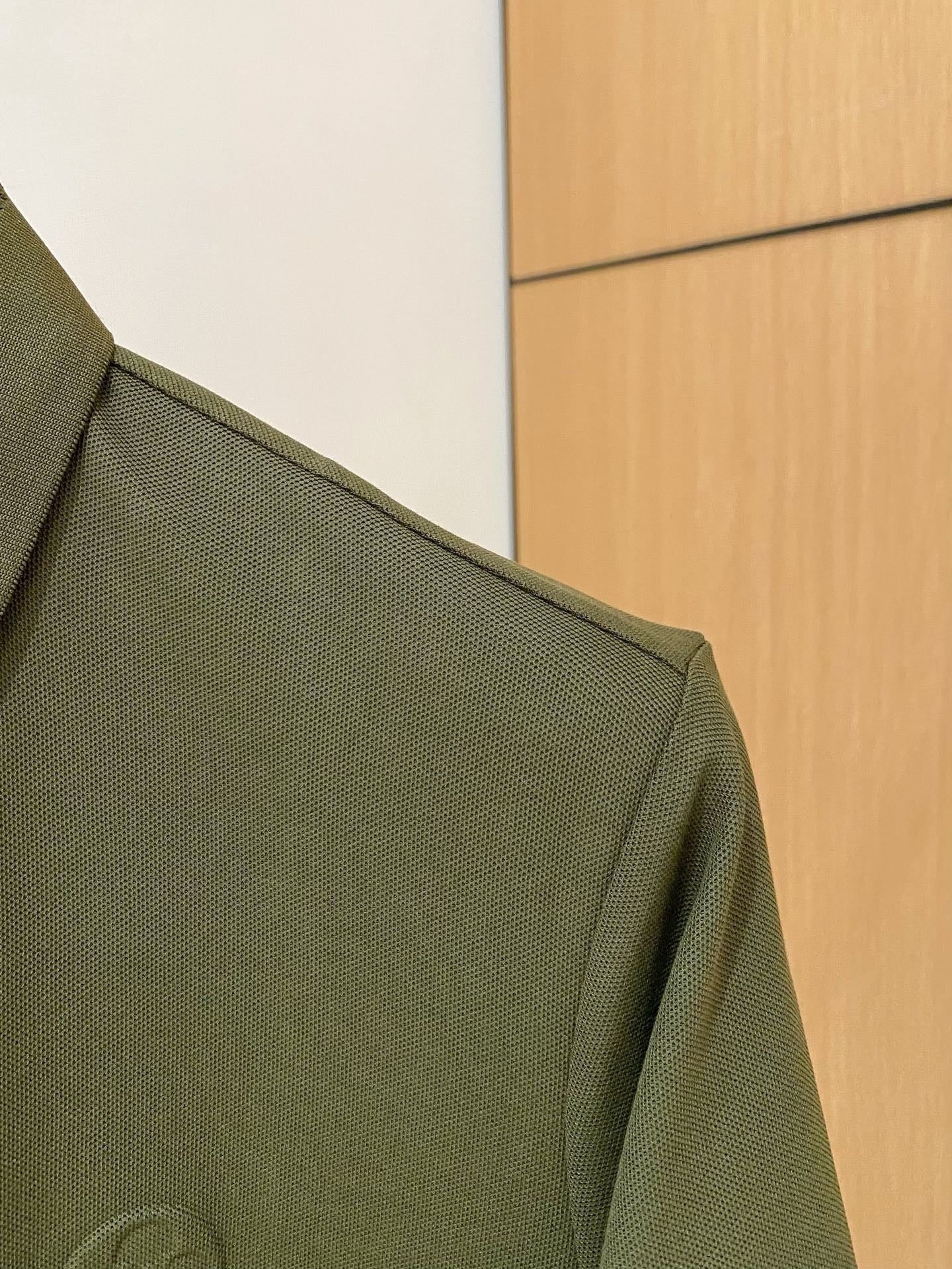LV POLO SHIRT IN ARMY GREEN MESH BEADED COTTON FABRIC 238855