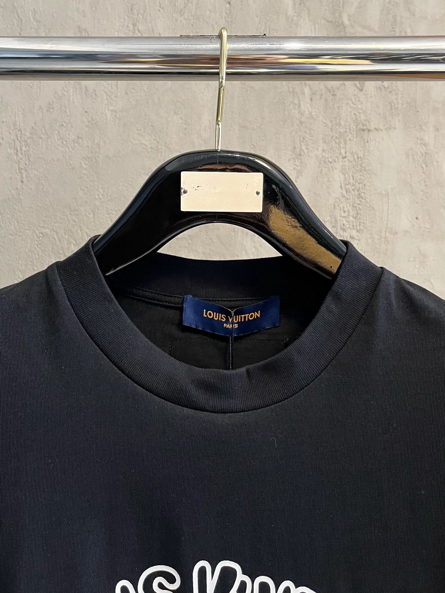LV T-SHIRT IN BLACK COTTON LOGO PRINT 238866