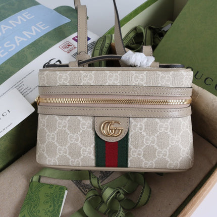 GUCCI 26S MINI CROSSBODY BAG 20 IN TAUPE CANVAS