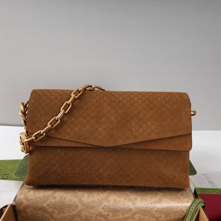 GUCCI 26S SHOULDER BAG 36 IN BROWN SUEDE