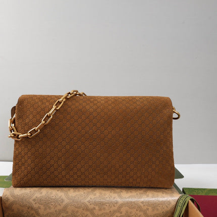GUCCI 26S SHOULDER BAG 36 IN BROWN SUEDE