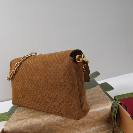 GUCCI 26S SHOULDER BAG 36 IN BROWN SUEDE