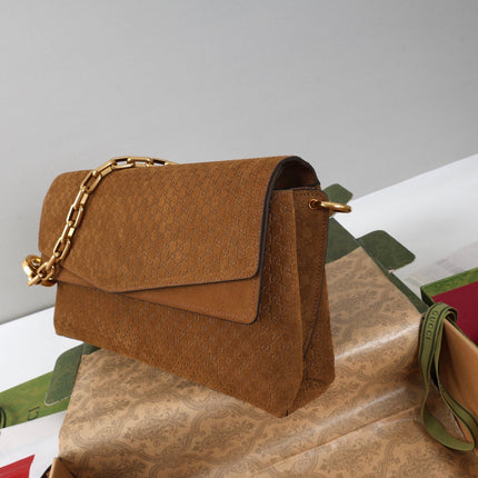 GUCCI 26S SHOULDER BAG 36 IN BROWN SUEDE