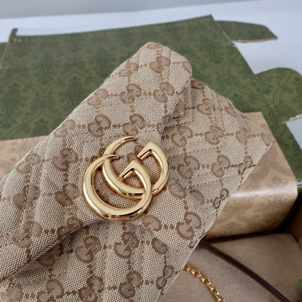 GUCCI 26S SHOULDER BAG 18 IN BEIGE CANVAS WITH GG LOGO GOLD