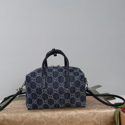 GUCCI 26S MINI DUFFLE BAG 20 IN DARK BLUE DENIM
