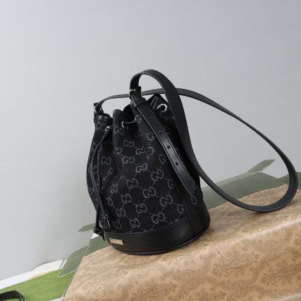 GUCCI 26S BUCKET BAG 21 IN BLACK DENIM