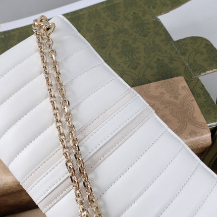 GUCCI 26S MINI SHOULDER BAG 26 IN WHITE CALFSKIN WITH GG LOGO GOLD