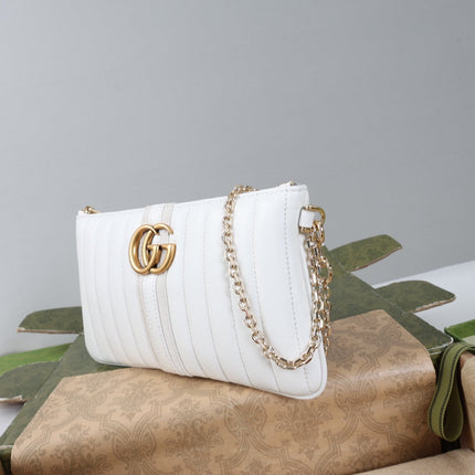 GUCCI 26S MINI SHOULDER BAG 26 IN WHITE CALFSKIN WITH GG LOGO GOLD