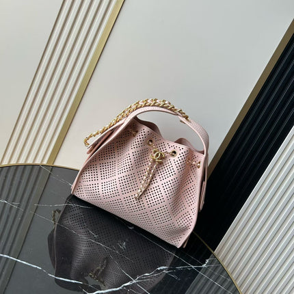 CHANEL 26S HOBO BAG MEDIUM 30 IN LIGHT PINK PERFORATED CALFSKIN GOLD HARDWARE
