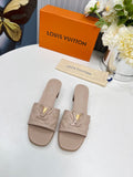 LV 26S MARE HIGH-HEELED MULE SANDALS IN DARK BEIGE CALFSKIN