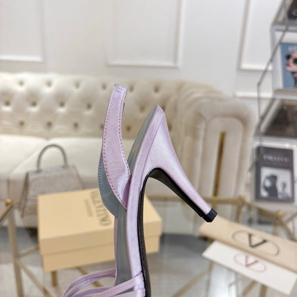 VALENTINO 26S  HEEL SANDALS 80 MM IN LIGHT PURPLE SATIN