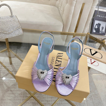 VALENTINO 26S  HEEL SANDALS 80 MM IN LIGHT PURPLE SATIN