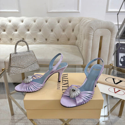 VALENTINO 26S  HEEL SANDALS 80 MM IN LIGHT PURPLE SATIN