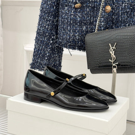 CELINE 26S MARY JANE SHOES IN BLACK LAMBSKIN
