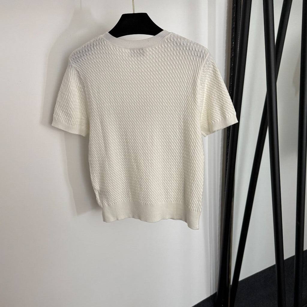 MIUMIU SHORT-SLEEVE KNIT TOP STYLE 421