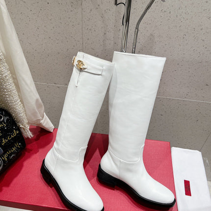 VALENTINO 25S KNEE-HIGH BOOTS IN WHITE CALFSKIN STYLE 6