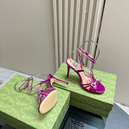 GG CRYSTAL HORSEBIT SANDAL METALLIC PURPLE LAMBSKIN