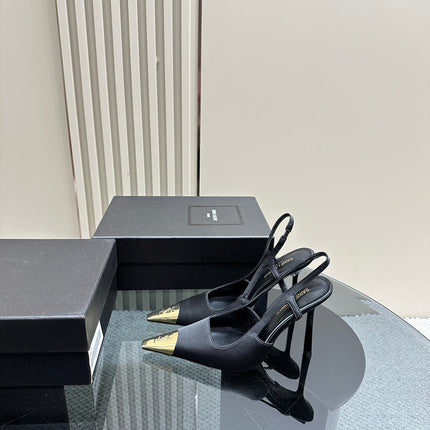 SL JEANNE SLINGBACK PUMPS BLACK SATIN