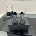 BALMAIN 25S LIPS SANDALS 10 IN BLACK SATIN