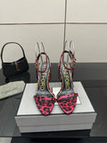 TOM FORD 26S HEELED SANDALS 100 MM IN LEOPARD PRINT CALFSKIN STYLE 5