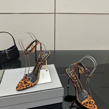 TOM FORD 26S HEELED SANDALS 100 MM IN LEOPARD PRINT CALFSKIN STYLE 4
