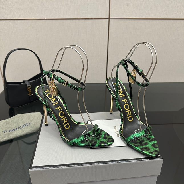 TOM FORD 26S HEELED SANDALS 100 MM IN LEOPARD PRINT CALFSKIN STYLE 2