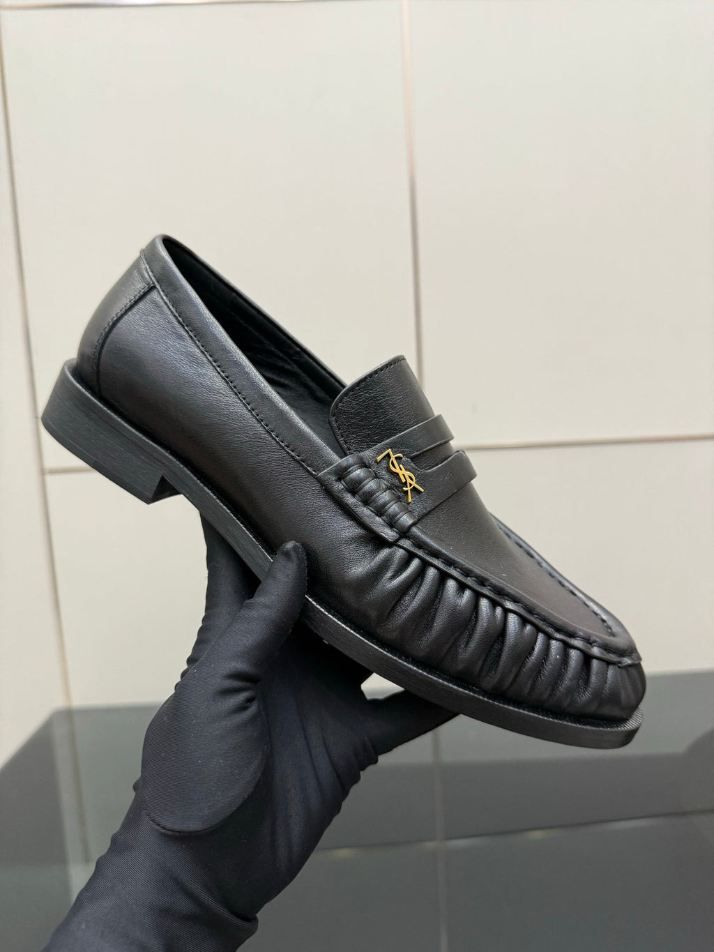YSL DNA LOAFERS IN BLACK CALFSKIN GOLD HARDWARE
