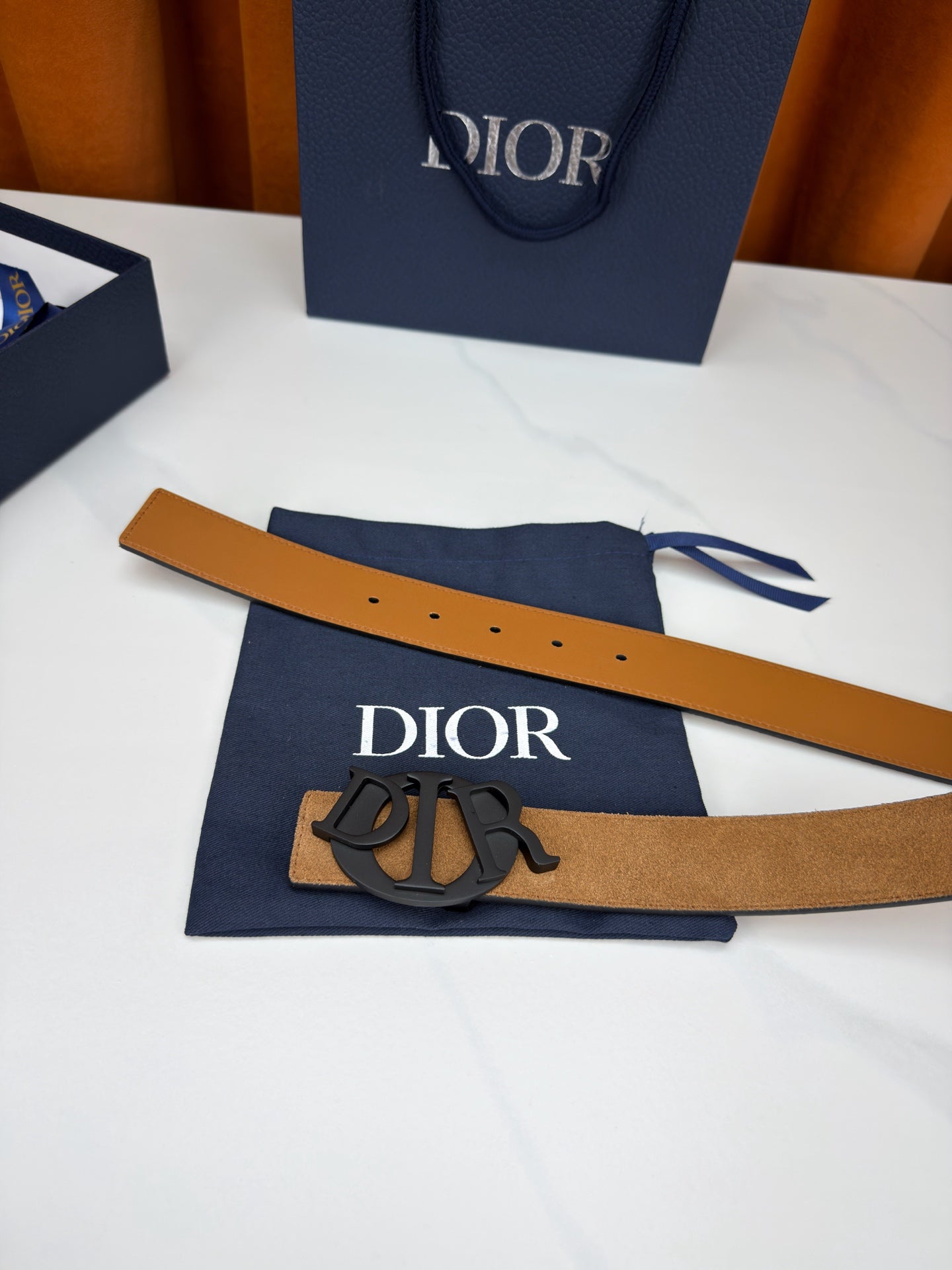 DIOR 26S CD LOGO BELT IN BROWN SUEDE CALFSKIN BLACK HARDWARE 633688