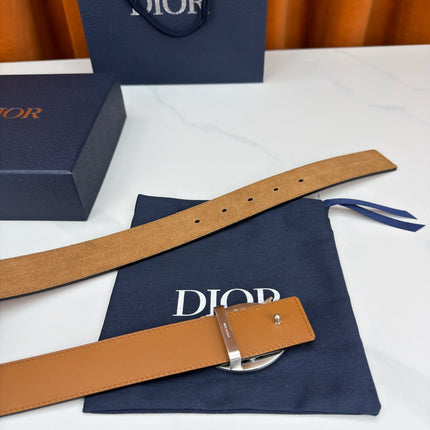 DIOR 26S CD LOGO BELT IN BROWN SUEDE CALFSKIN SILVER HARDWARE