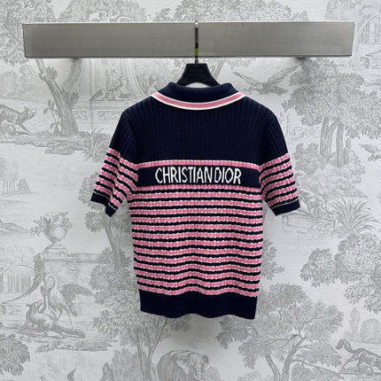 Dior 25 Polo T-Shirt Night Blue mix Pink Linen 232265