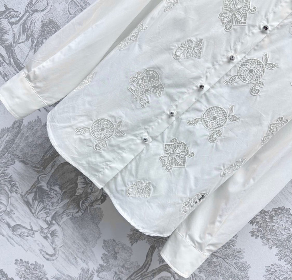 LV 25S EMBROIDERED HOLLOW SHIRT 264718