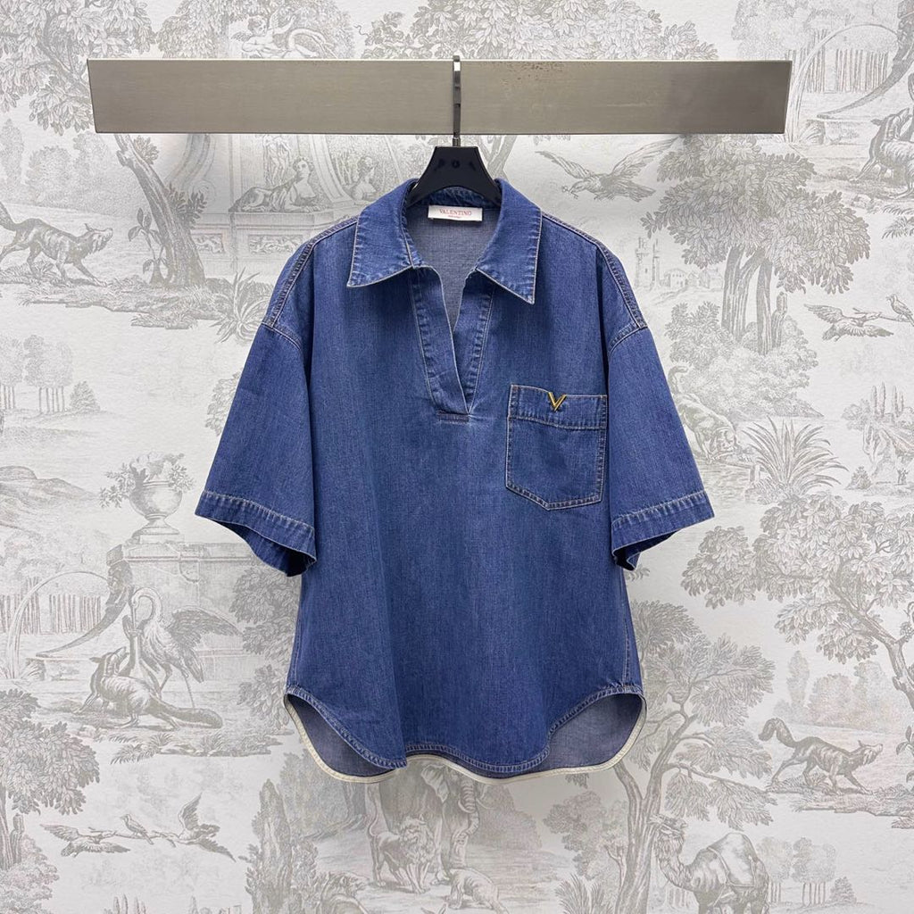 VALENTIN 25S DENIM SHIRT AND SHORTS SET 264676