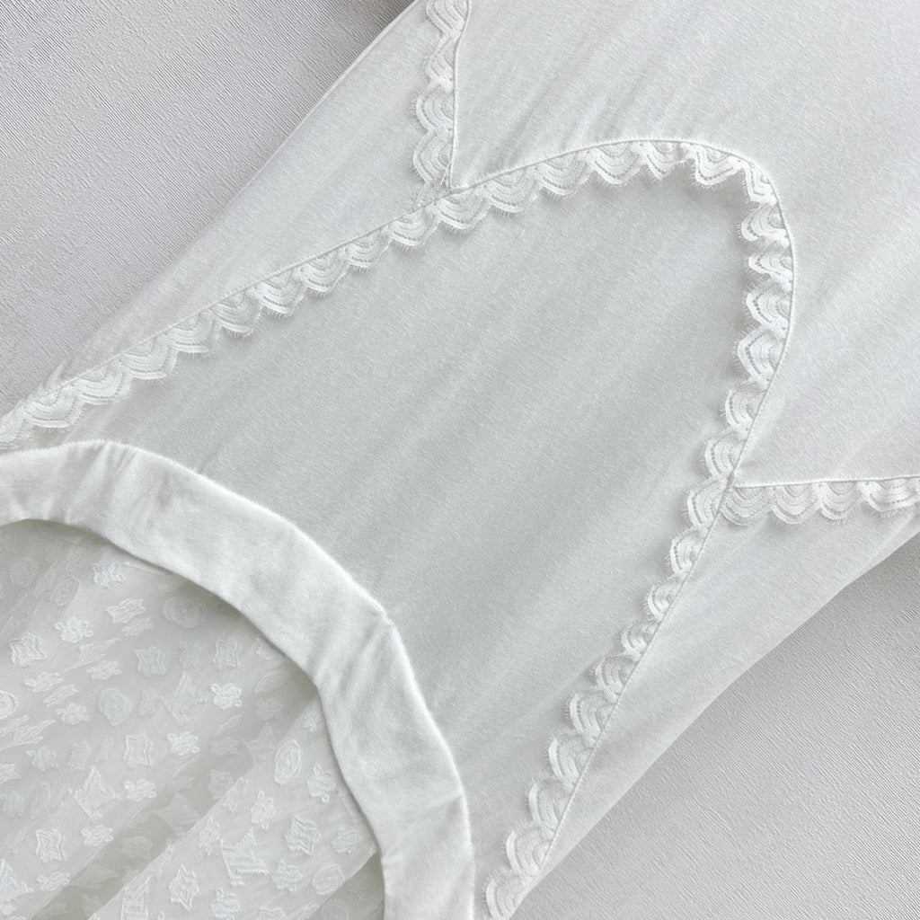LV WHITE COTTON SHORT-SLEEVE DRESS 263735