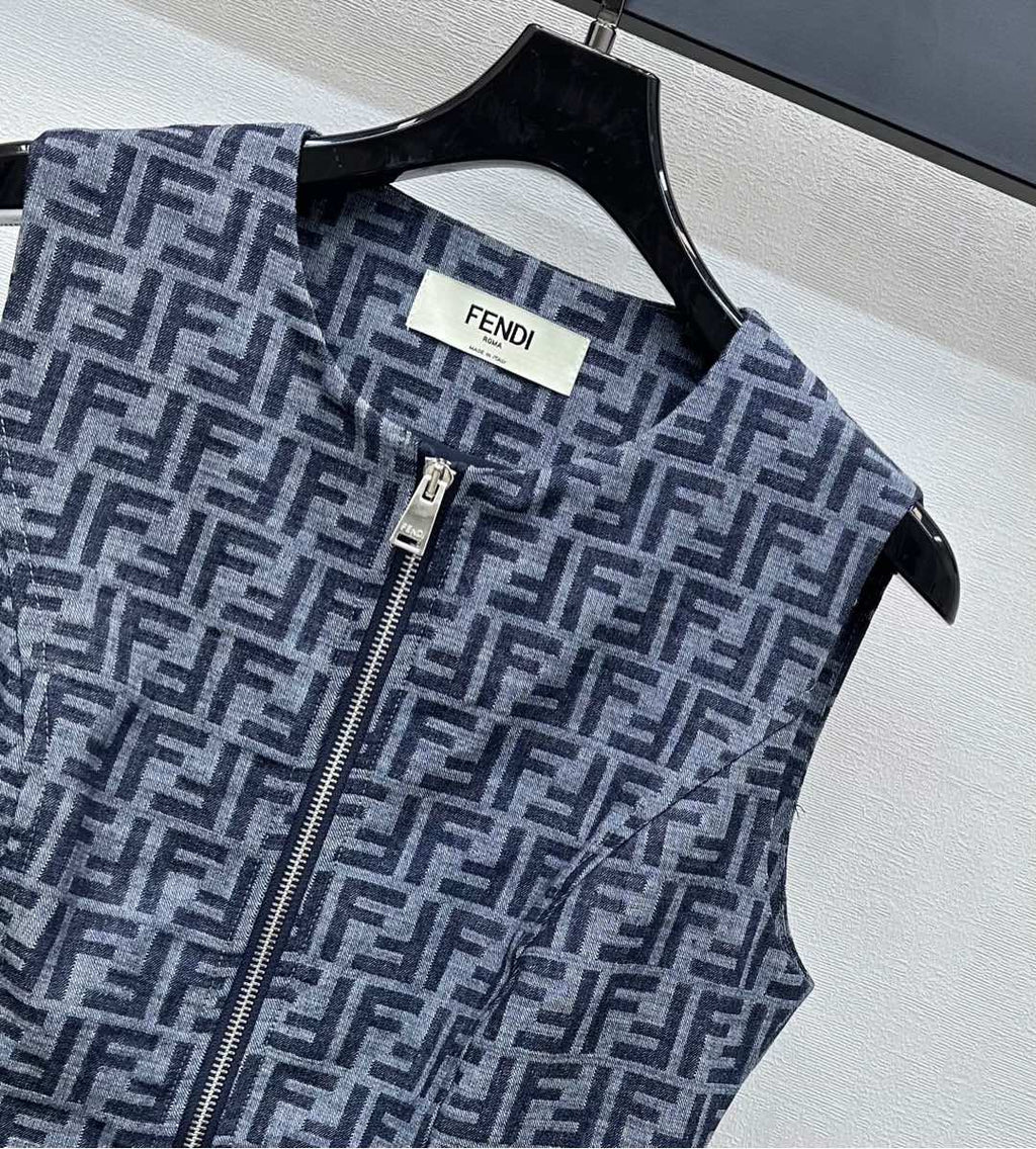 FEND 25S VEST DRESS DENIM JACQUARD 264599