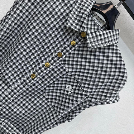 CELINE 26S GINGHAM BELTED MIDI DRESS 358